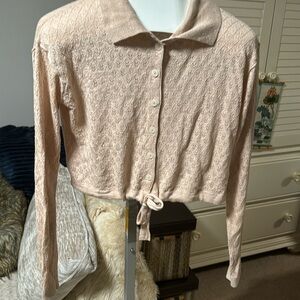 Free People cropped button up sweater